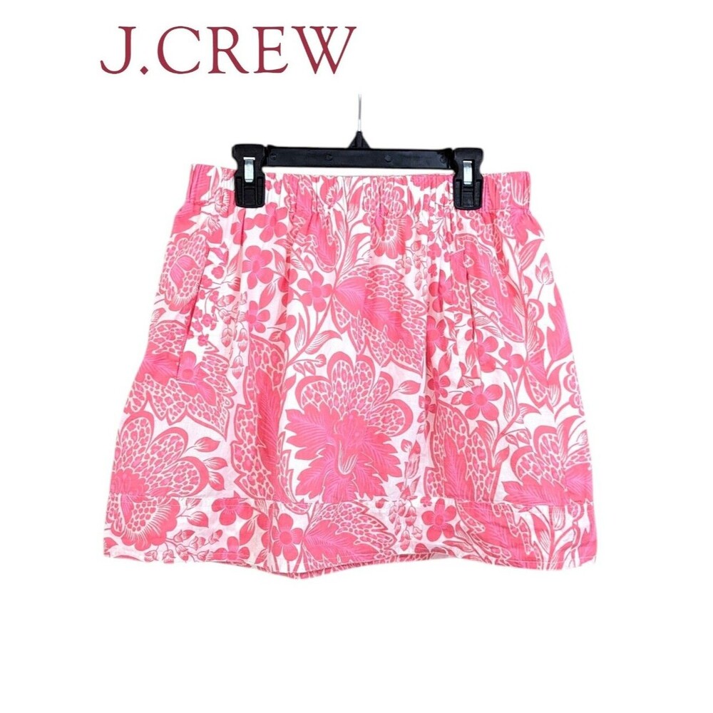 J. Crew Pink & White Botanical Floral Print Lined Skirt - Size XS Womens